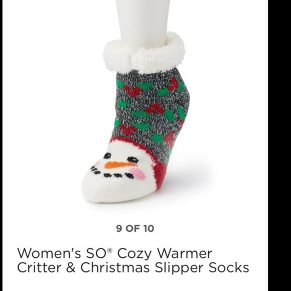 So! Ladies Snowman Slipper Socks NWT - Picture 1 of 6